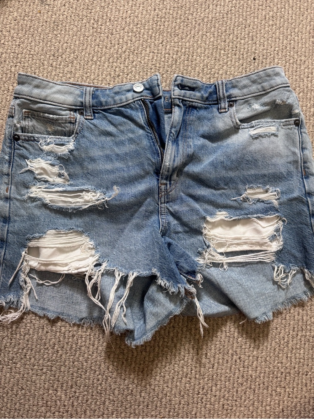 American Eagle Outfitters Light Wash Distressed Denim Shorts